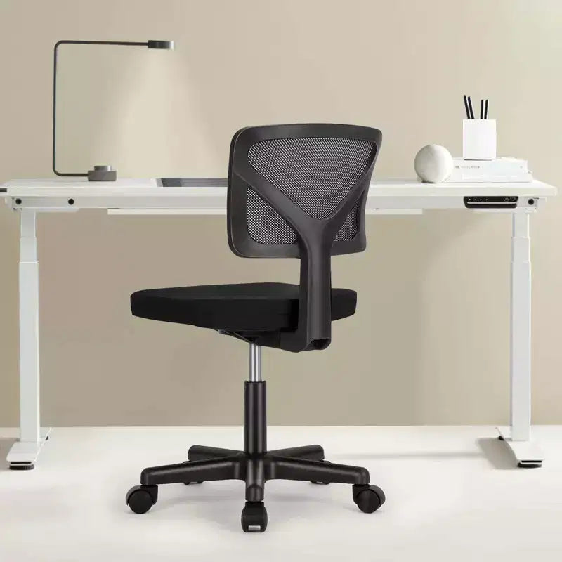 Chaise de bureau pivotante à roulettes en résille, avec hauteur réglable et support lombaire, chaise de jeu à dossier bas pour le bureau