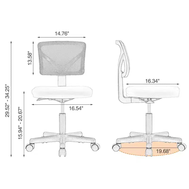 Chaise de bureau pivotante à roulettes en résille, avec hauteur réglable et support lombaire, chaise de jeu à dossier bas pour le bureau