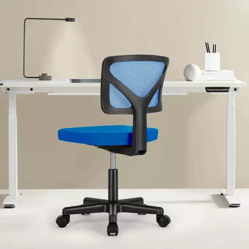 Chaise de bureau pivotante à roulettes en résille, avec hauteur réglable et support lombaire, chaise de jeu à dossier bas pour le bureau