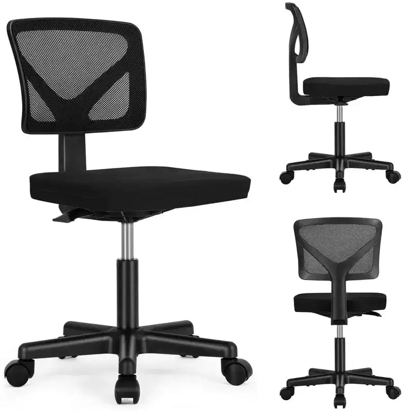 Chaise de bureau pivotante à roulettes en résille, avec hauteur réglable et support lombaire, chaise de jeu à dossier bas pour le bureau