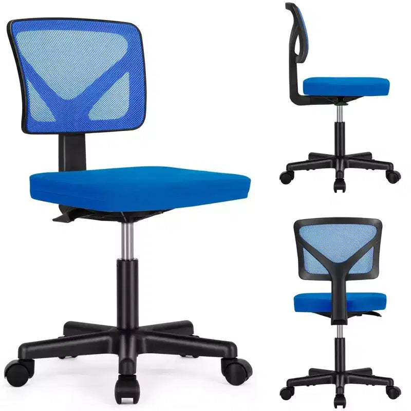 Chaise de bureau pivotante à roulettes en résille, avec hauteur réglable et support lombaire, chaise de jeu à dossier bas pour le bureau