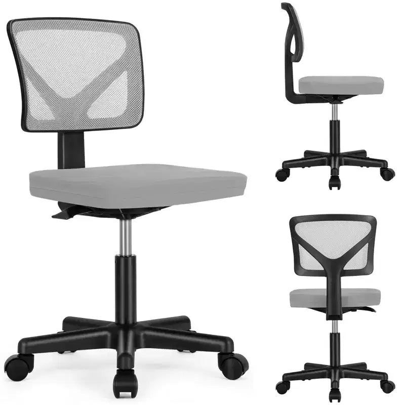 Chaise de bureau pivotante à roulettes en résille, avec hauteur réglable et support lombaire, chaise de jeu à dossier bas pour le bureau