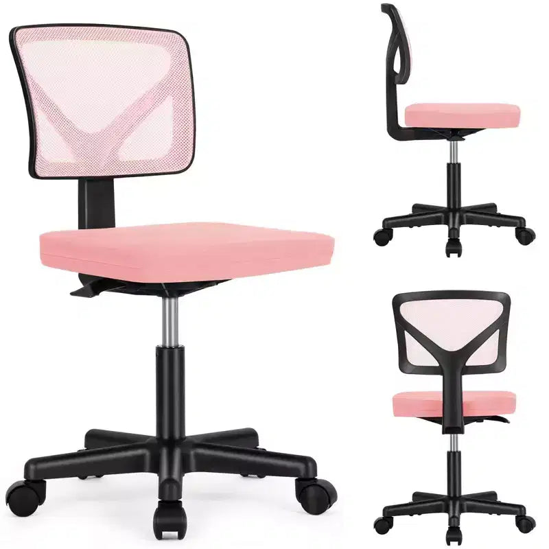 Chaise de bureau pivotante à roulettes en résille, avec hauteur réglable et support lombaire, chaise de jeu à dossier bas pour le bureau