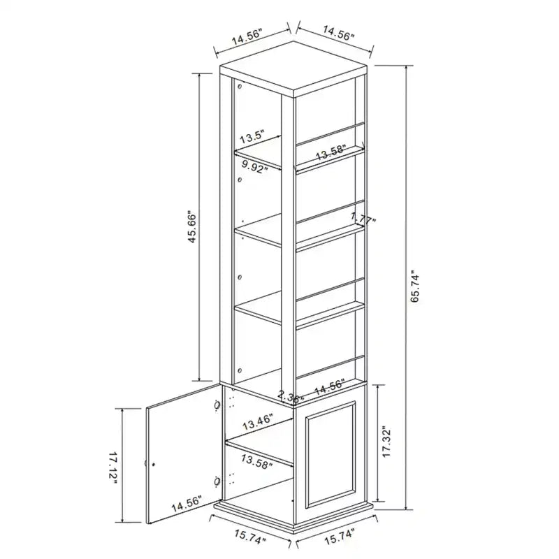 AndMakers Antique White Wood 15.74 in. Pantry Cabinet with 7 Shelves