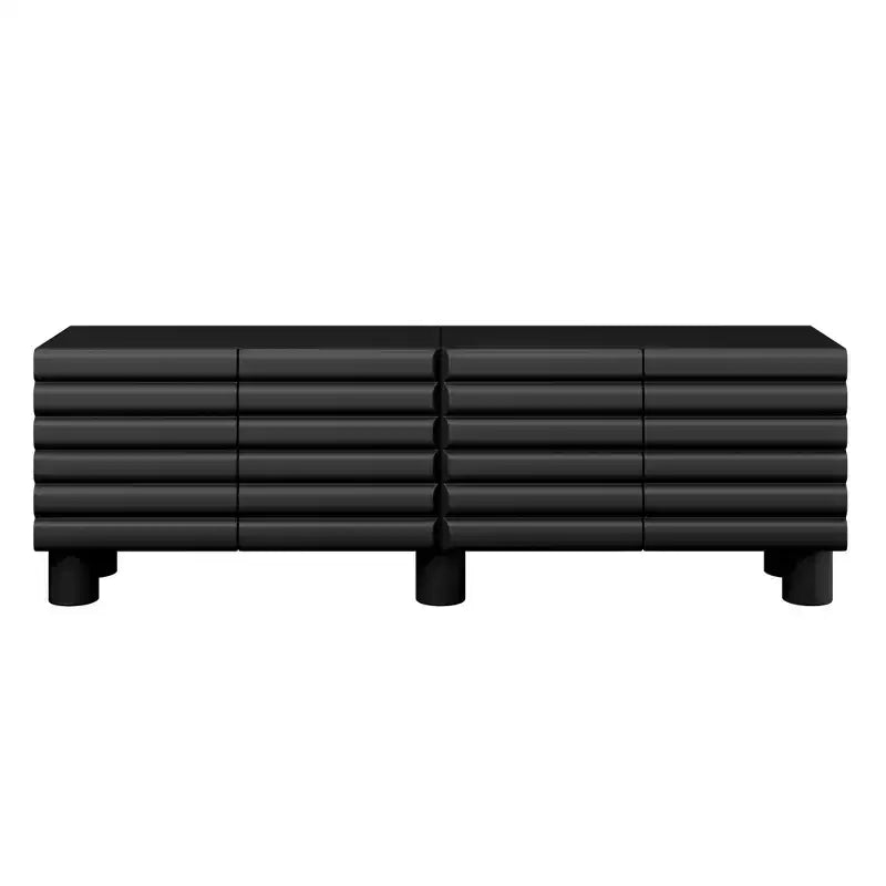 Meuble TV moderne avec rangement pour TV 75 pouces, console média solide avec étagères réglables, meuble TV avec porte ondulée
