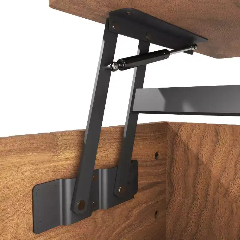 GDFStudio Sorren Rustic Lift-Top Coffee Table with Hidden Storage and Two-Tier Shelf