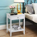 Table d'appoint de canapé-table de chevet 2 pièces avec étagère et tiroir blanc pour chambre et salon