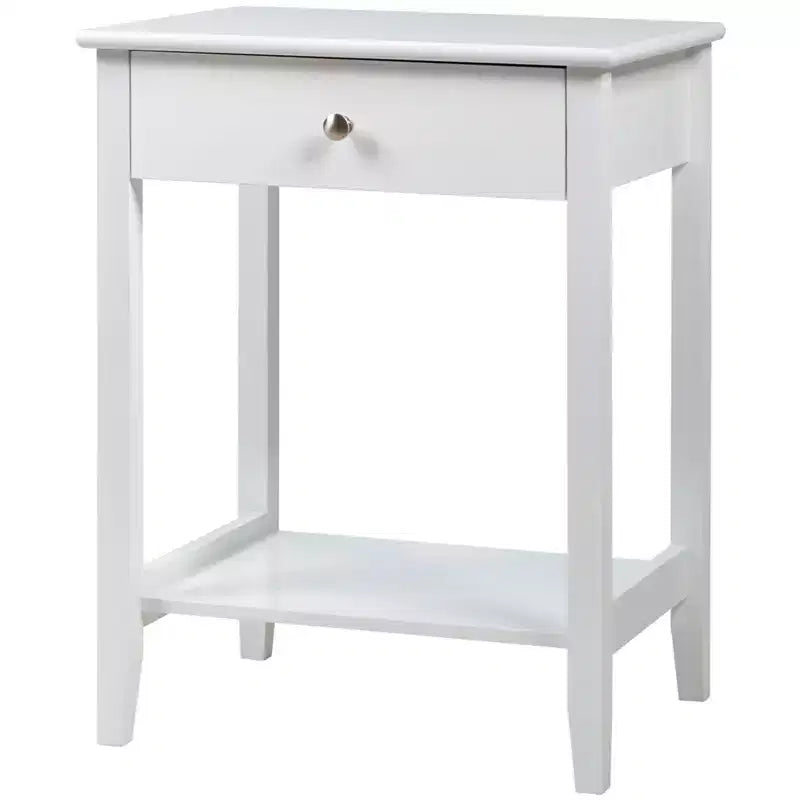 Table d'appoint de canapé-table de chevet 2 pièces avec étagère et tiroir blanc pour chambre et salon