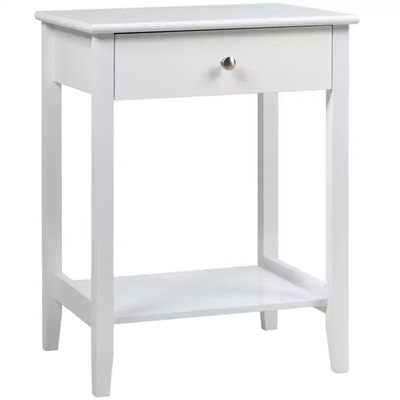 Table d'appoint de canapé-table de chevet 2 pièces avec étagère et tiroir blanc pour chambre et salon