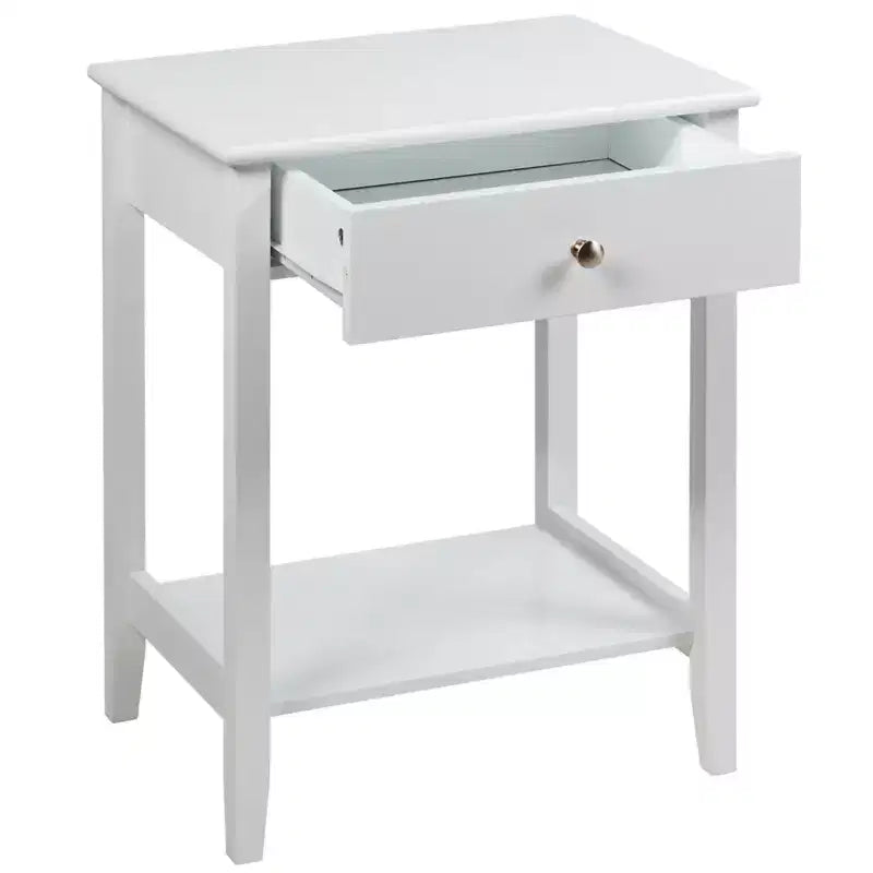 Table d'appoint de canapé-table de chevet 2 pièces avec étagère et tiroir blanc pour chambre et salon