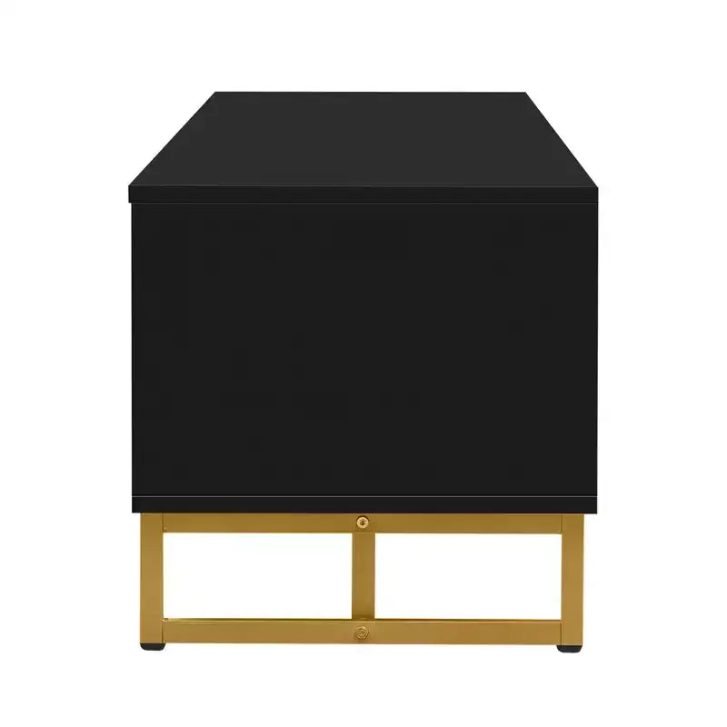 Meuble TV moderne pour téléviseur 65 pouces, meuble de divertissement, console multimédia avec tiroir, meuble de rangement TV en bois avec pieds dorés