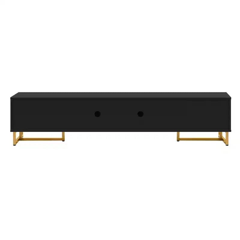 Meuble TV moderne pour téléviseur 65 pouces, meuble de divertissement, console multimédia avec tiroir, meuble de rangement TV en bois avec pieds dorés