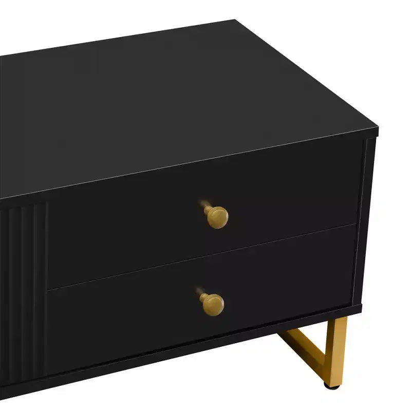 Meuble TV moderne pour téléviseur 65 pouces, meuble de divertissement, console multimédia avec tiroir, meuble de rangement TV en bois avec pieds dorés