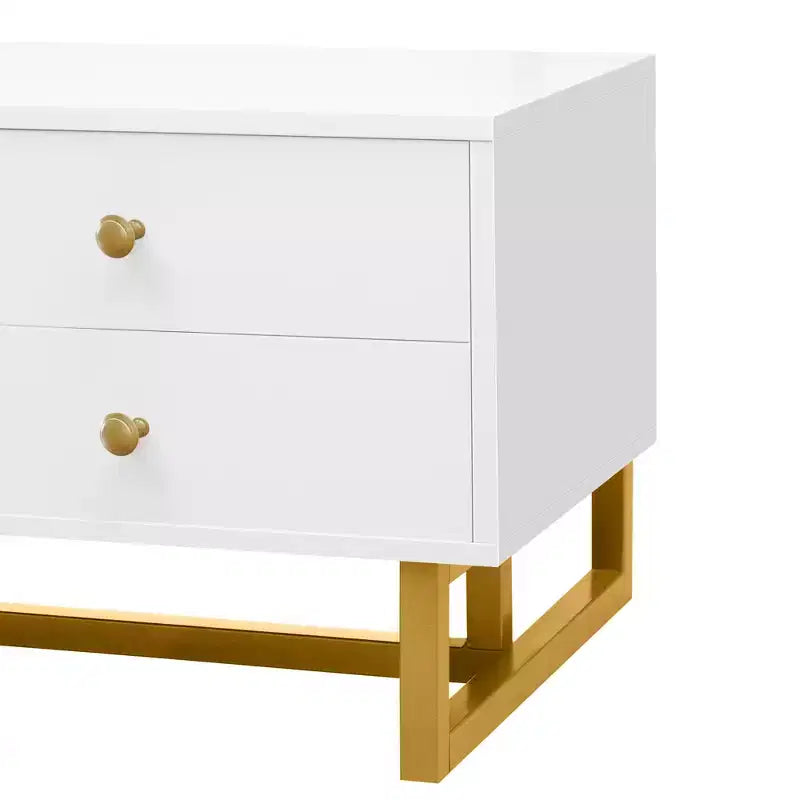 Meuble TV moderne pour téléviseur 65 pouces, meuble de divertissement, console multimédia avec tiroir, meuble de rangement TV en bois avec pieds dorés