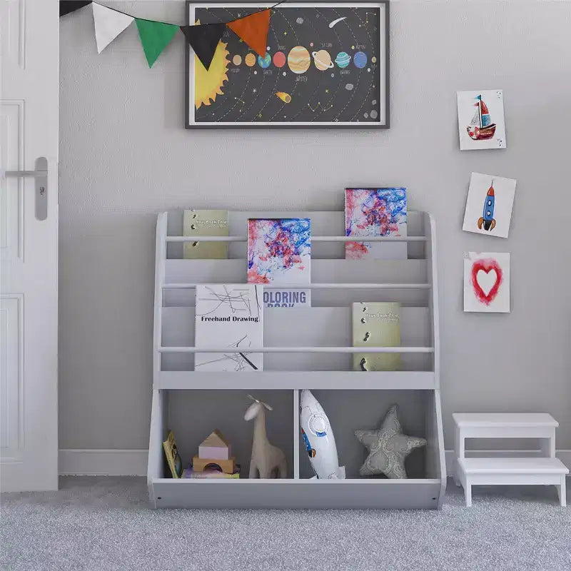 GDFStudio Tyler Modern Kids Book Shelf with Toy Storage