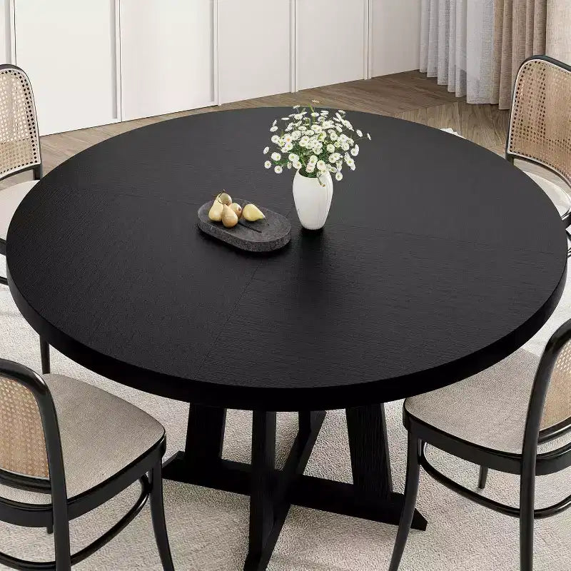 Table à manger pour 4 à 6 personnes, table à manger ronde de 120 cm, table de cuisine en bois avec pieds robustes, table de salle à manger pour salle à manger, cuisine