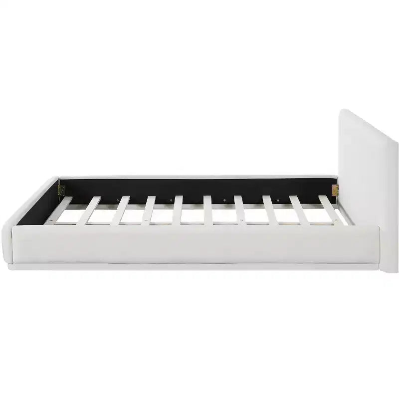 Cadre de lit plateforme rembourré grand lit/très grand lit avec tête de lit, blanc
