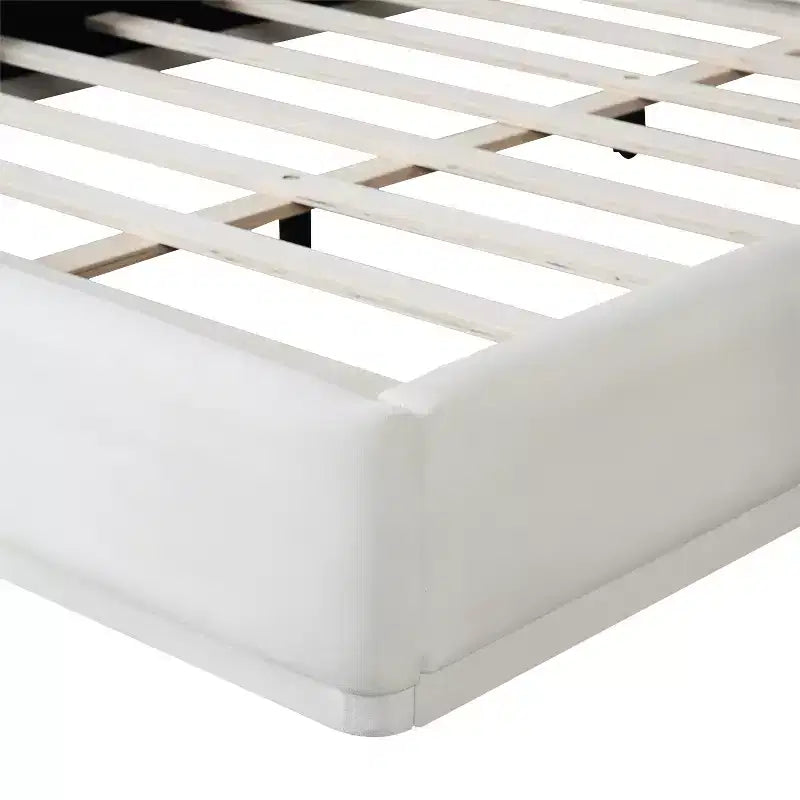 Cadre de lit plateforme rembourré grand lit/très grand lit avec tête de lit, blanc