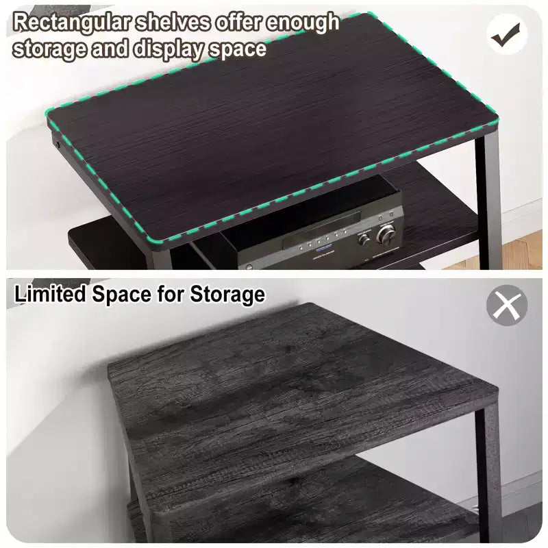 Étagères à Livres à 4 Niveaux avec Station de Charge et Lumières LED, Petit Meuble TV pour Centre de Divertissement