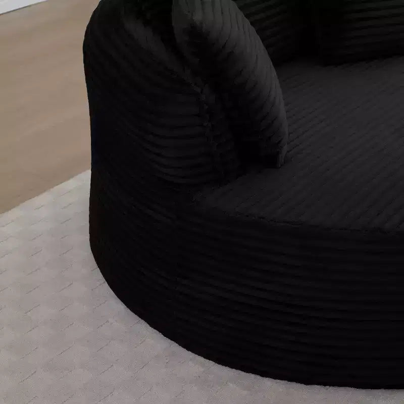 Pouf de sol moderne rond en velours côtelé, fauteuil d'appoint avec 3 oreillers, assise profonde en mousse sans armature, canapé circulaire pour salon, chambre, bureau