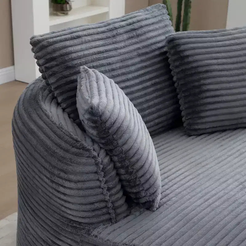 Pouf de sol moderne rond en velours côtelé, fauteuil d'appoint avec 3 oreillers, assise profonde en mousse sans armature, canapé circulaire pour salon, chambre, bureau