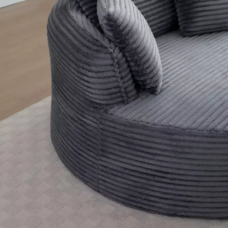 Pouf de sol moderne rond en velours côtelé, fauteuil d'appoint avec 3 oreillers, assise profonde en mousse sans armature, canapé circulaire pour salon, chambre, bureau