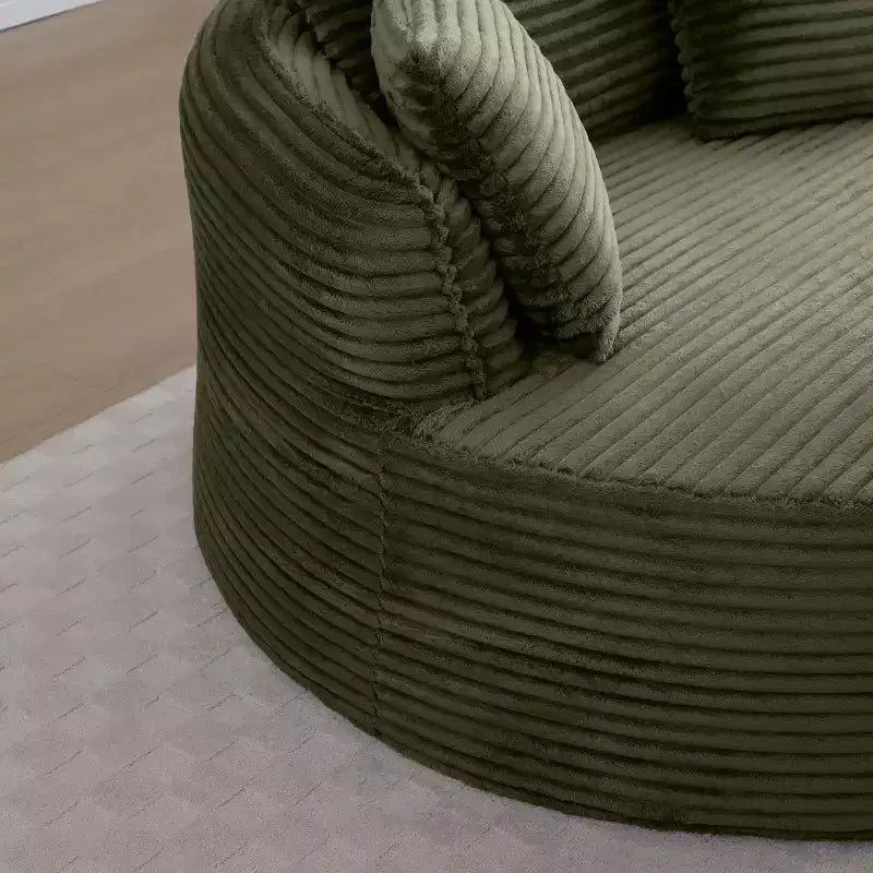 Pouf de sol moderne rond en velours côtelé, fauteuil d'appoint avec 3 oreillers, assise profonde en mousse sans armature, canapé circulaire pour salon, chambre, bureau