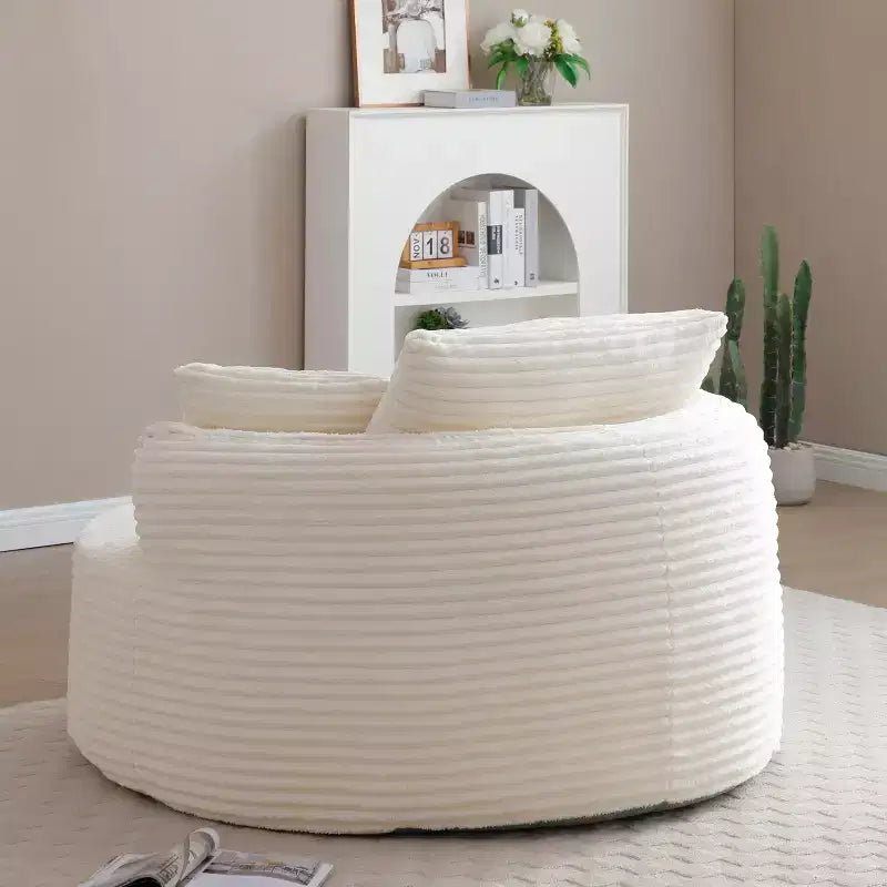Pouf de sol moderne rond en velours côtelé, fauteuil d'appoint avec 3 oreillers, assise profonde en mousse sans armature, canapé circulaire pour salon, chambre, bureau