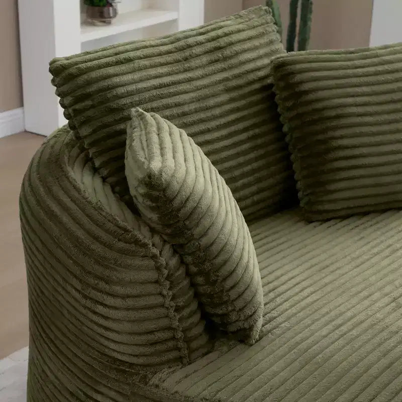 Pouf de sol moderne rond en velours côtelé, fauteuil d'appoint avec 3 oreillers, assise profonde en mousse sans armature, canapé circulaire pour salon, chambre, bureau