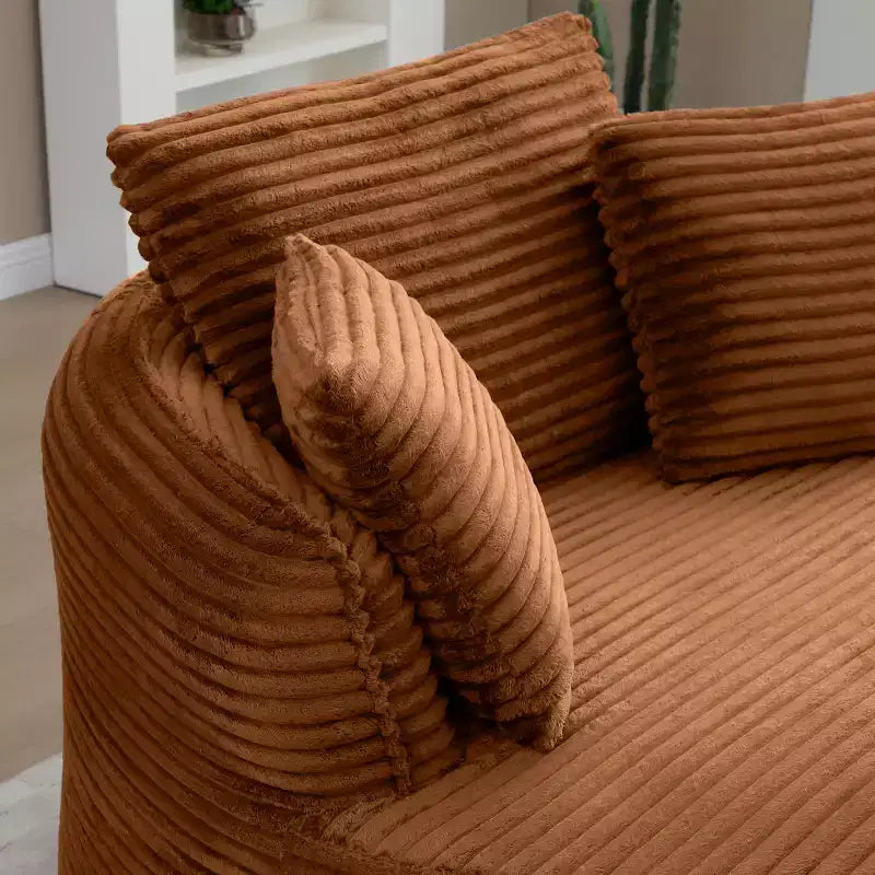 Pouf de sol moderne rond en velours côtelé, fauteuil d'appoint avec 3 oreillers, assise profonde en mousse sans armature, canapé circulaire pour salon, chambre, bureau