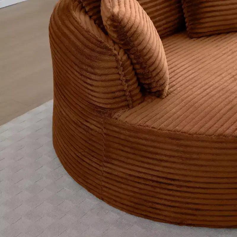 Pouf de sol moderne rond en velours côtelé, fauteuil d'appoint avec 3 oreillers, assise profonde en mousse sans armature, canapé circulaire pour salon, chambre, bureau