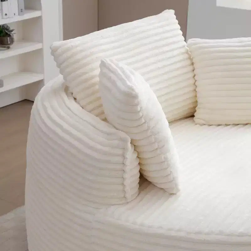 Pouf de sol moderne rond en velours côtelé, fauteuil d'appoint avec 3 oreillers, assise profonde en mousse sans armature, canapé circulaire pour salon, chambre, bureau