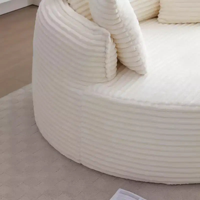 Pouf de sol moderne rond en velours côtelé, fauteuil d'appoint avec 3 oreillers, assise profonde en mousse sans armature, canapé circulaire pour salon, chambre, bureau