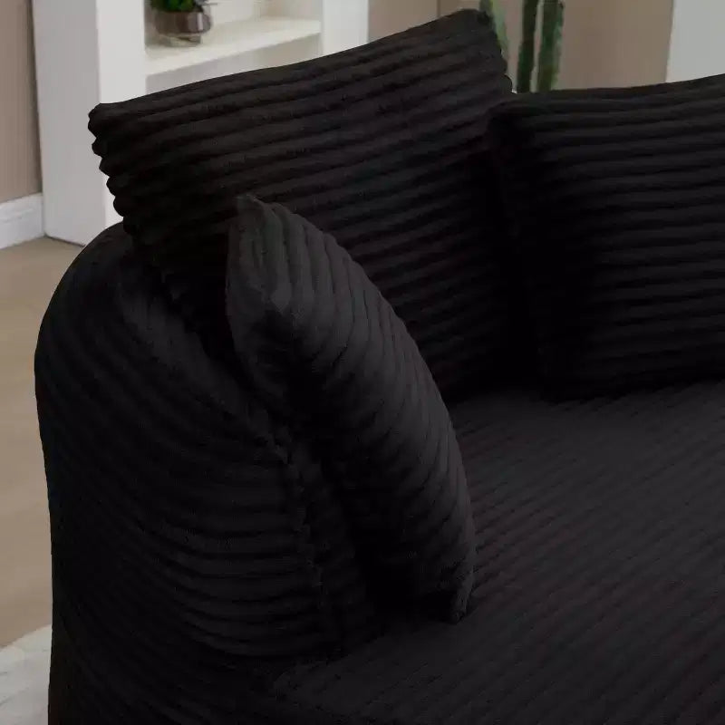Pouf de sol moderne rond en velours côtelé, fauteuil d'appoint avec 3 oreillers, assise profonde en mousse sans armature, canapé circulaire pour salon, chambre, bureau