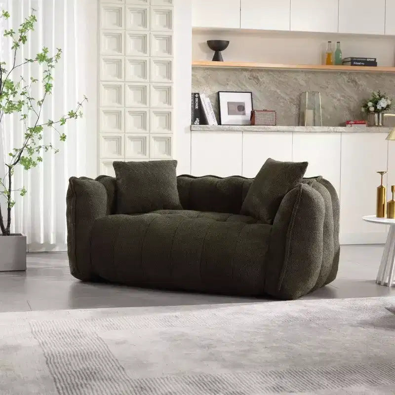 Pouf géant 2 places, canapé-lit en chenille surdimensionné de 167 cm, fauteuil confortable pour salon et chambre