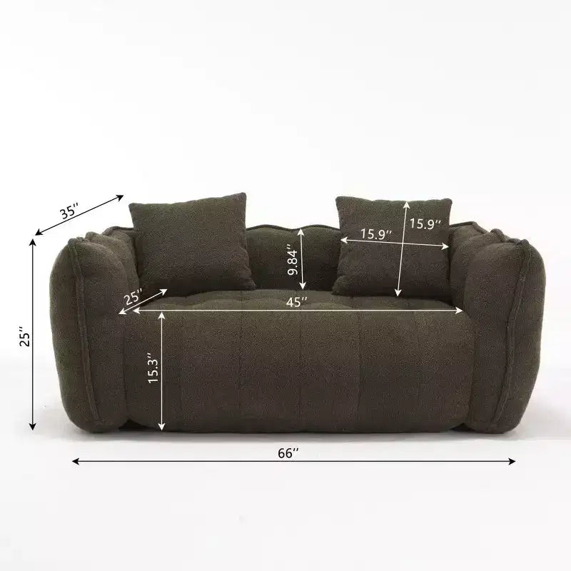 Pouf géant 2 places, canapé-lit en chenille surdimensionné de 167 cm, fauteuil confortable pour salon et chambre