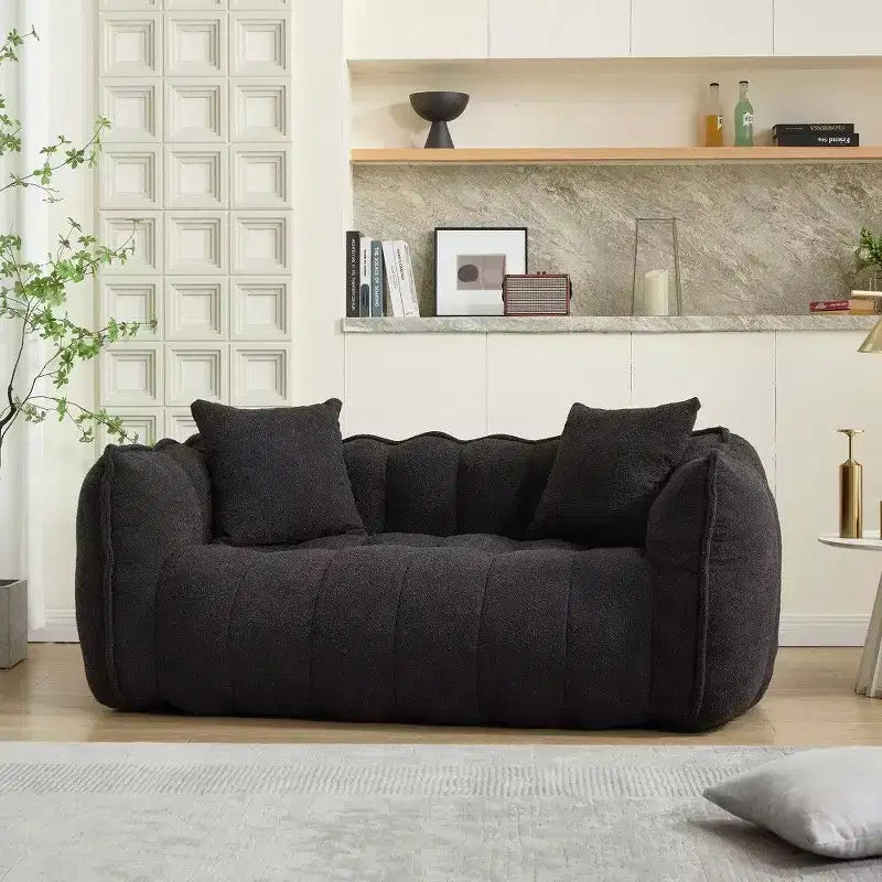 Pouf géant 2 places, canapé-lit en chenille surdimensionné de 167 cm, fauteuil confortable pour salon et chambre