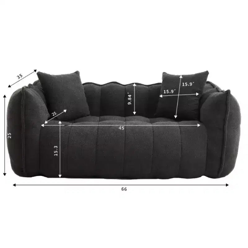 Pouf géant 2 places, canapé-lit en chenille surdimensionné de 167 cm, fauteuil confortable pour salon et chambre