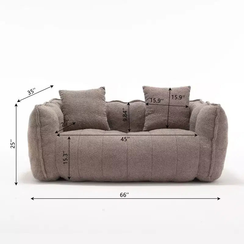 Pouf géant 2 places, canapé-lit en chenille surdimensionné de 167 cm, fauteuil confortable pour salon et chambre