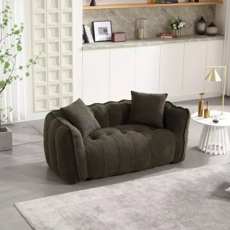 Pouf géant 2 places, canapé-lit en chenille surdimensionné de 167 cm, fauteuil confortable pour salon et chambre