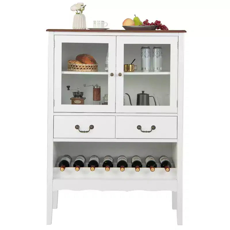 Meuble de bar à café 2 portes, buffet autoportant, armoire de rangement avec tiroirs