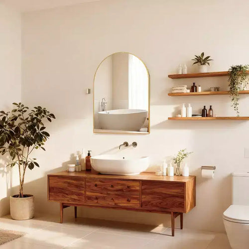 Miroir de salle de bain mural 30 x 36 avec cadre en métal et bordure arquée