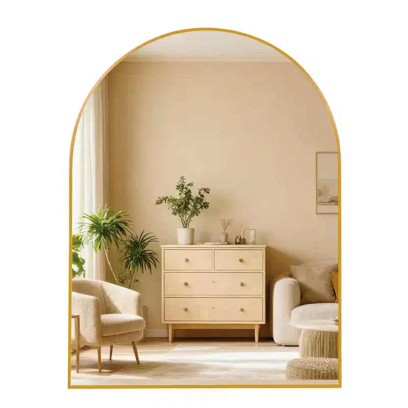 Miroir de salle de bain mural 30 x 36 avec cadre en métal et bordure arquée