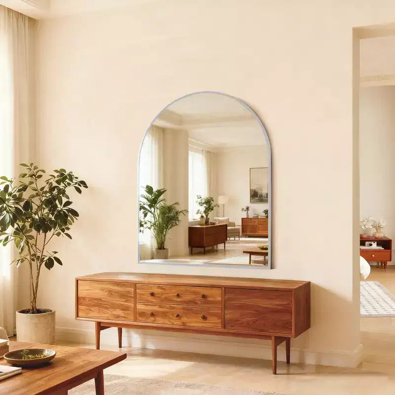 Miroir de salle de bain mural 30 x 36 avec cadre en métal et bordure arquée