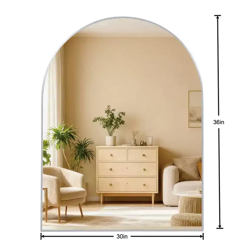 Miroir de salle de bain mural 30 x 36 avec cadre en métal et bordure arquée