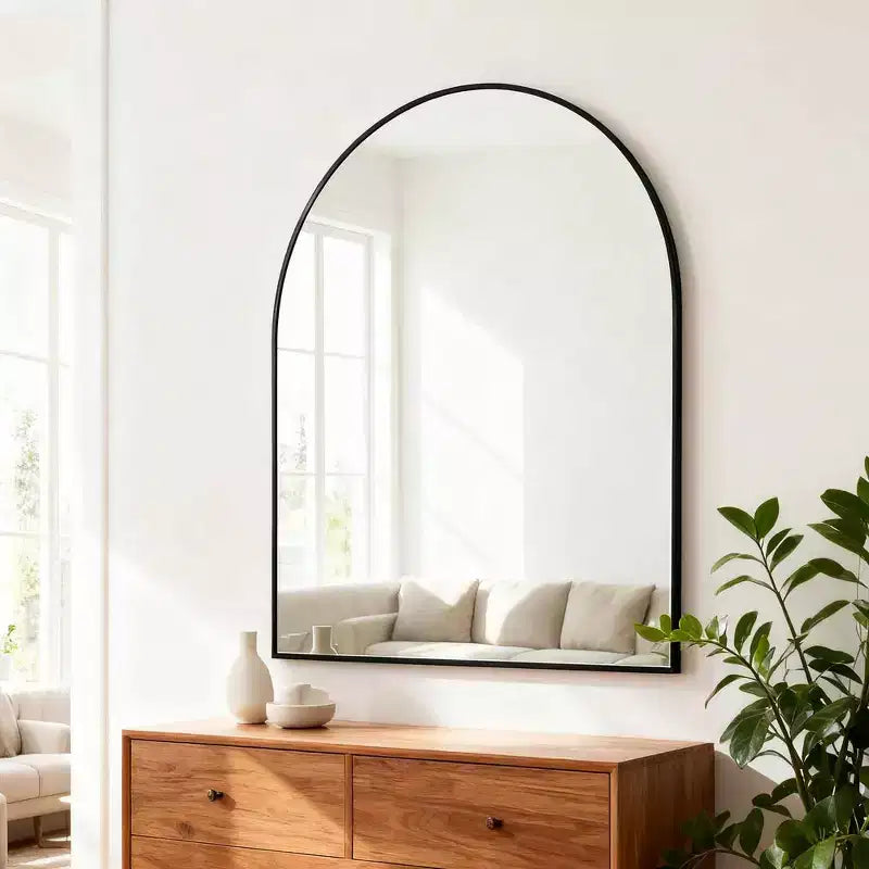 Miroir de salle de bain mural 30 x 36 avec cadre en métal et bordure arquée