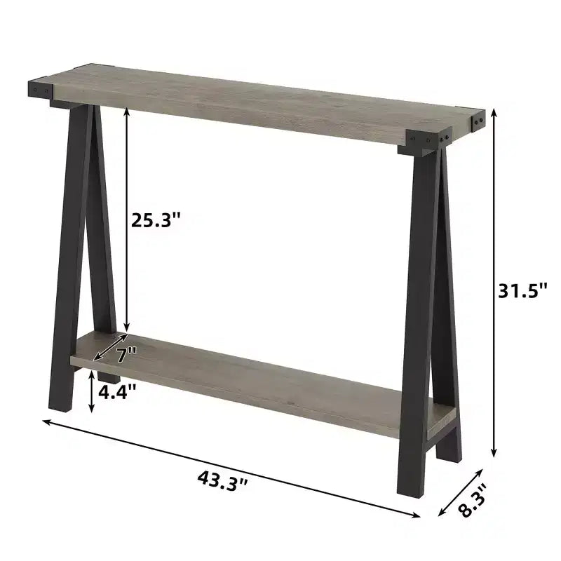 Console de ferme avec cadre en métal - Table basse pour derrière le canapé, rangement d'entrée et de couloir