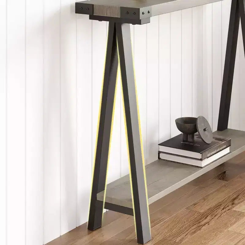Console de ferme avec cadre en métal - Table basse pour derrière le canapé, rangement d'entrée et de couloir