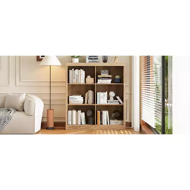 Meuble de rangement 6 cubes, étagère de présentation à 3 niveaux, étagère bibliothèque à casiers, bibliothèque moderne, bibliothèque ouverte en bois pour chambre, salle de classe, bureau