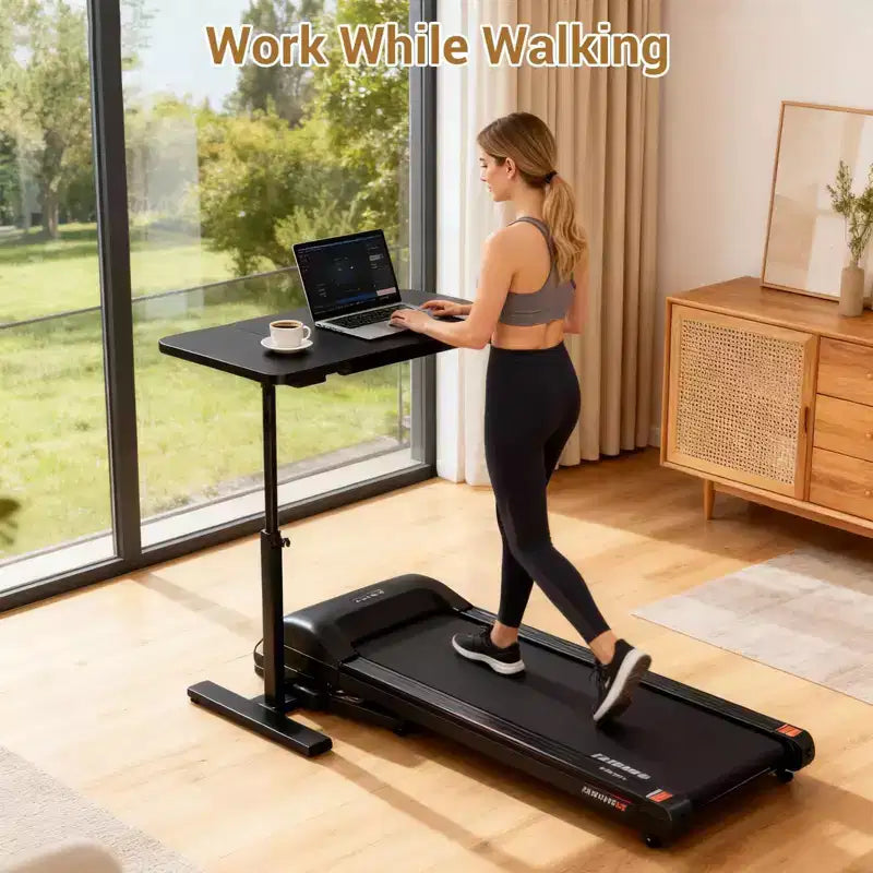 Bureau portable roulant à hauteur réglable avec plateau inclinable et roulettes dissimulées - Poste de travail mobile pour lit, cadre métallique robuste